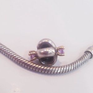 Pandora Two-Tone Pink CZ Cross Over Spacer Charm